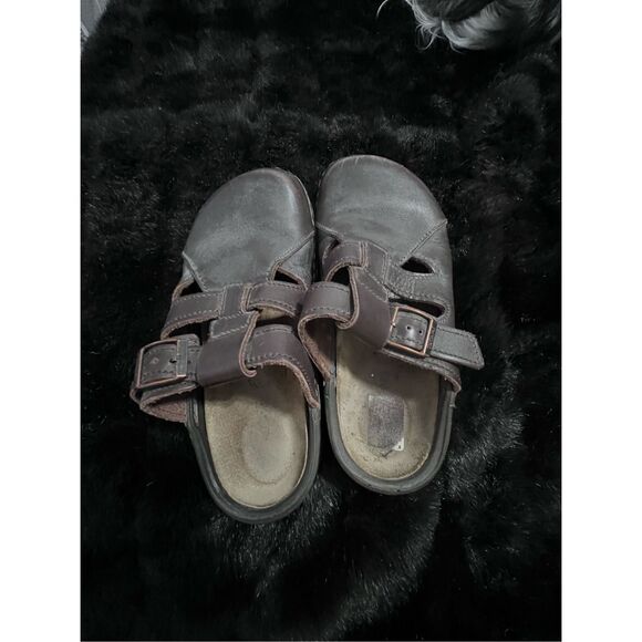 Birkenstock Tatami Clog Mens Brown Leather Two Strap  Size 7 Distressed - Picture 3 of 6